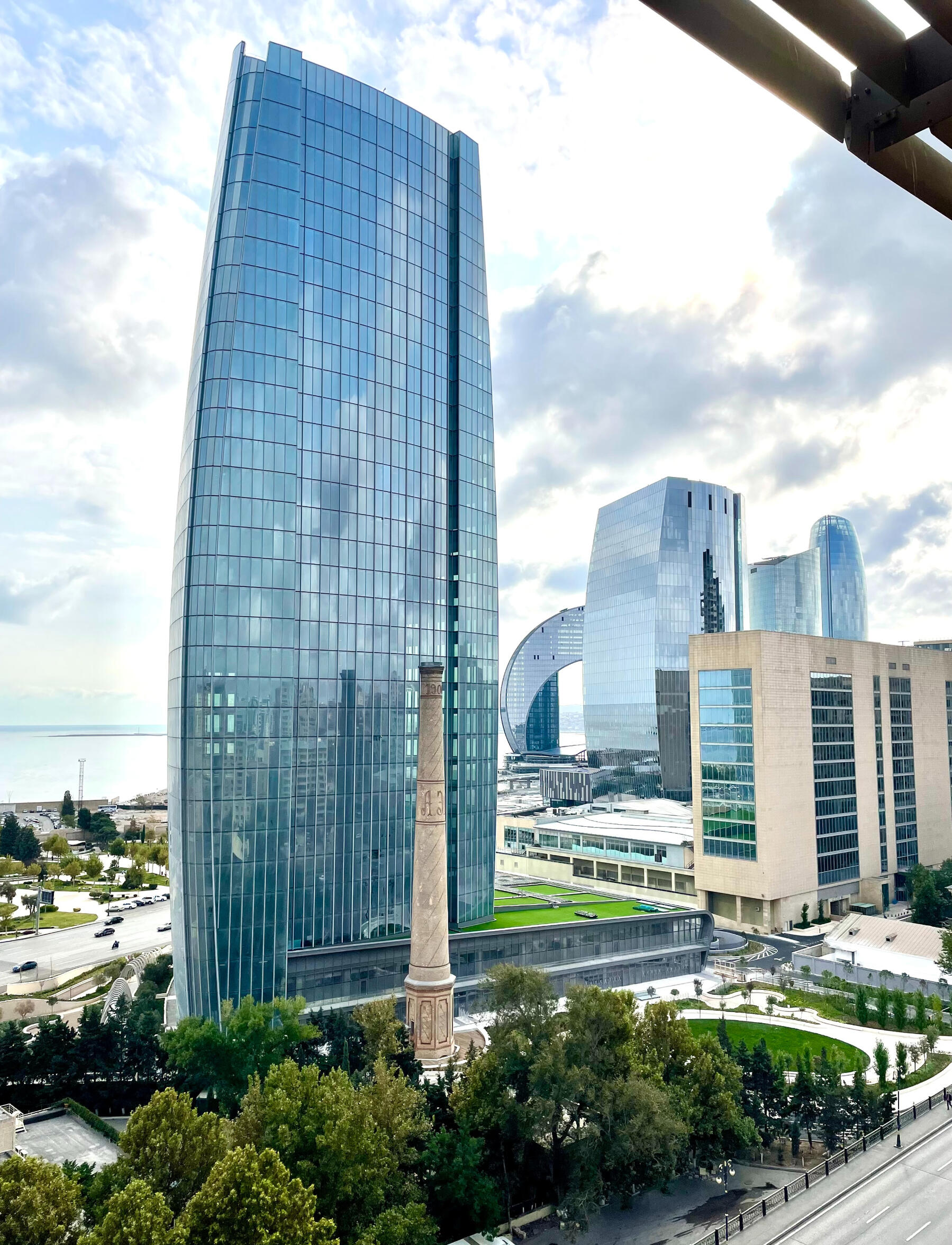 Baku commercial office building and cenataph from Azerbaijan Advertising Agency
